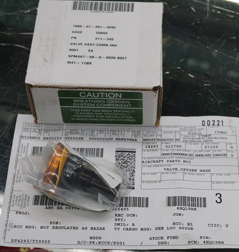 Avox air oxygen mask valve - air,